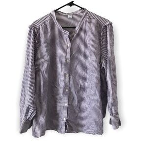 3/$15 Old navy 100% cotton purple white stripe long sleeve button down shirt (…
